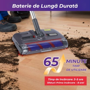 Aspirator Electric Fără Fir cu Perie Auto-Curățare – Ultra Ușor, Puternic, Silențios, Ideal pentru Păr de Animale, Podele și Covoare - Img 7
