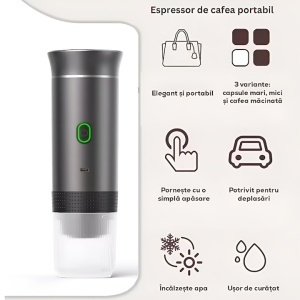Espressor Portabil 3 în 1 – Cafea Măcinată, Capsule Nespresso & Dolce Gusto | Încălzire Apă | USB Type-C | - Img 6