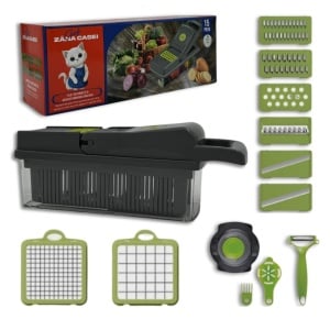 Razatoare multifunctionala legume si fructe 15 in 1, lame inox - Img 1