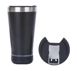 Cana tip termos cu boxa bluetooth, capacitate 500 ml, capac cu deschizator sticle, incarcare USB, lumina led, albastru - Img 7
