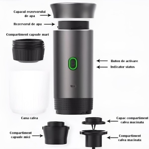 Espressor Portabil 3 în 1 – Cafea Măcinată, Capsule Nespresso & Dolce Gusto | Încălzire Apă | USB Type-C | - Img 7
