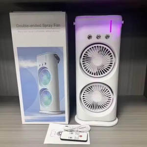 Ventilator Portabil Dublu „Mist & Breeze” – Cu Pulverizare Fină și Oscilație de 90° - Img 2