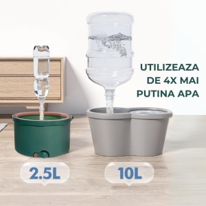 Set Mop Rotativ cu Galeata ZânaCasei Deluxe, Separa Apa Murdara de Cea Curata Consum Redus de apa si detergent, 2 rezerve - Img 3