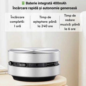 Boxă Inteligentă cu Transmisie Audio prin Vibrații – Design Metalic, Conexiune Bluetooth și Modul FM Integrat - Img 2