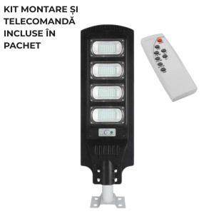 JORTAN LAMPĂ STRADALĂ SOLARĂ 4 MODULE CU LED 480W, SENZOR DE MIȘCARE ȘI TELECOMANDA - Img 2