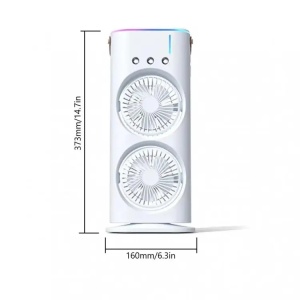 Ventilator Portabil Dublu „Mist & Breeze” – Cu Pulverizare Fină și Oscilație de 90° - Img 5