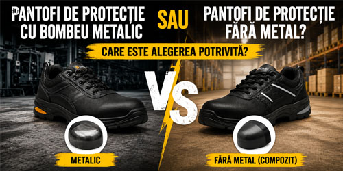 Pantofi de protectie cu bombeu metalic sau fara metal? Ghid complet pentru alegerea potrivita