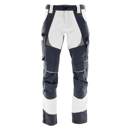 Sara Cottonflex - Pantaloni de lucru elastici din bumbac alb/gri