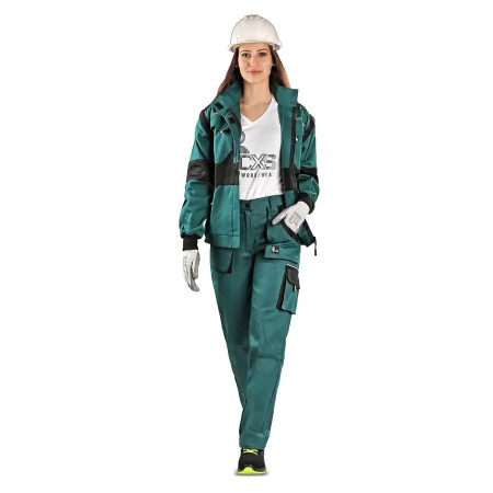 CXS Luxy Elena - Pantaloni de lucru dama, 100% bumbac, verde/negru