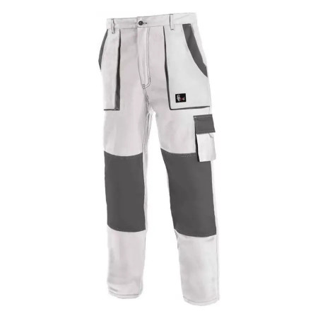 Luxy Josef - Pantaloni de lucru din bumbac 100%, alb/gri