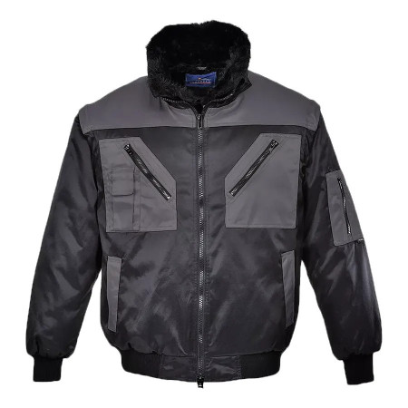 Portwest PJ20 Two Tone –Jacheta pilot 4 in 1 multi-variant, impermeabil, negru/gri