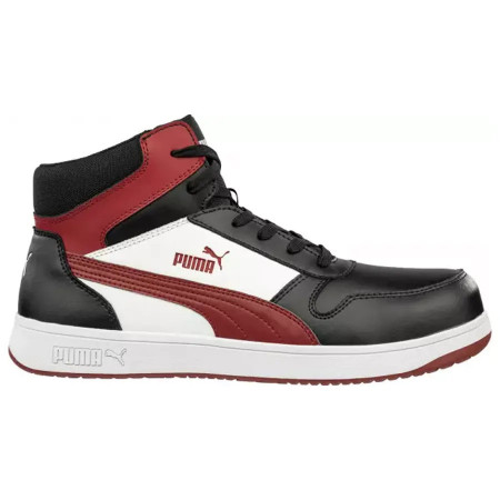 PUMA FRONTCOURT BLK/WHT/RED MID - Bocanci de protectie (S3L, ESD, FO, HRO, SR)