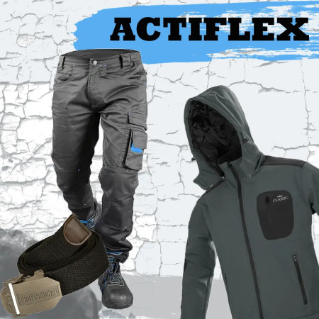 SET ACTIFLEX - Jacheta Softshell rezistenta la ploaie si vant + Pantaloni flexibili+Curea