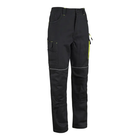 COMFORT-TR-B - Pantaloni de lucru din bumbac 100%, negru/galben HI-VIS