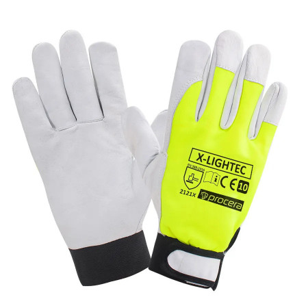 LighTec - Manusi din piele de capra, galben fluorescent