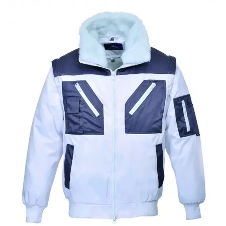 Portwest PJ20 Two Tone –Jacheta pilot 4 in 1 multi-variant, impermeabil, alb/albastru