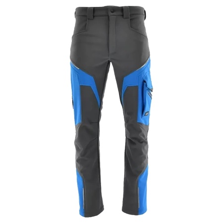 Sara Comfort - Pantaloni de lucru de iarna, material softshell, elastici, rezistenti la ploaie si vant, gri/albastru
