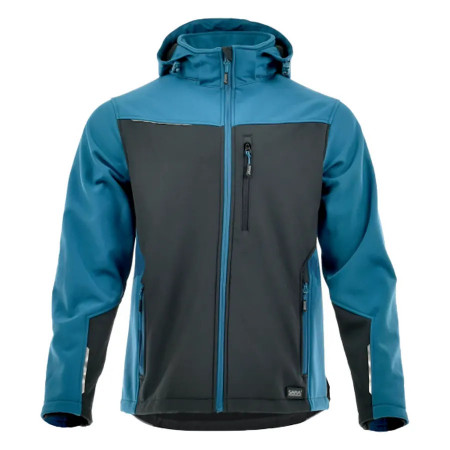 Petrol Blue - Jacheta softshell, rezistenta la vant, albastru petrol/negru