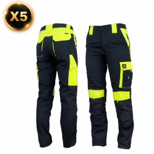 PACHET Urgent-Y - Pantaloni de lucru profesionali cu buzunare multifunctionale si genunchiere - 5 bucati