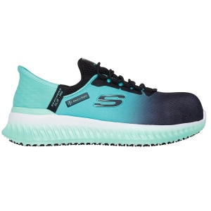 Skechers TILIDO - OMBRAY - Pantofi de protectie dama, cu bombru compozit, negru/turcoaz (S1PL, SR, ESD)