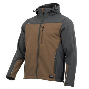 Comfort Plus Brown - Jacheta softshell, rezistenta la vant, marou/gri