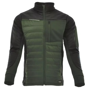 Comfort Plus Olive Hybrid - Hanorac de lucru cu fermoar si elemente reflectorizante, verde/negru