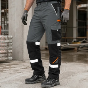 Professional-Reflex Grey – Pantaloni de lucru CANVAS cu buzunare pentru genunchiere