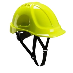 PS55 Endurance - Casca de protectie ABS ventilata cu sistem de prindere in 4 puncte, galben neon