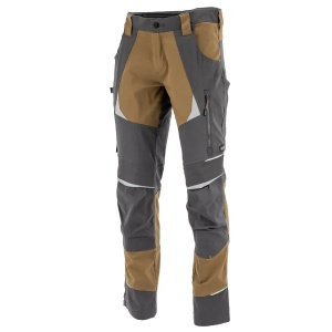 Sara Cottonflex - Pantaloni de lucru profesionali elastici din bumbac, marou/gri