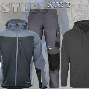 Set STEEL SOFT - Jacheta softshell + pantaloni de protectie + hanorac