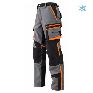 754 - Pantaloni de lucru imblaniti de iarna, material softshell, elastici, gri