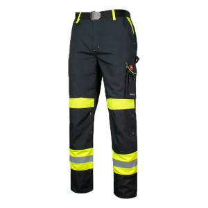 Classic-VIS - Pantaloni de lucru cu elemente reflectorizante si buzunare pentru genunchiere, negru/galben