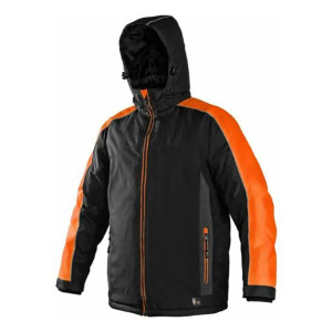 CXS Brighton - Geaca de protectie imblanita, rezistenta la ploaie si vant, negru/portocaliu