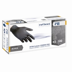REFLEXX R78 – Manusi nitril negre de unica folosinta, fara pudra, 100 bucati/cutie