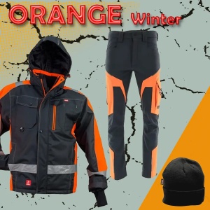 SET Orange Winter - Geaca de iarna + pantaloni de iarna + sapca