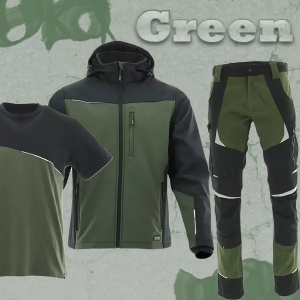 SET Green - Jacheta softshell + pantaloni de protectie + tricou