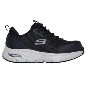 Skechers ARCH FIT SR Ebinal - Pantofi de protectie dama antiderapanti impermeabili, cu bombeu compozit, negru/gri (S3, SR)