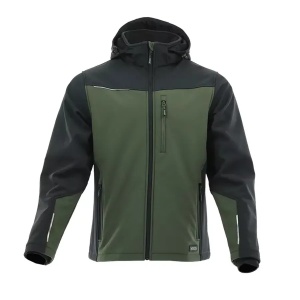 Comfort Plus Olive - Jacheta softshell, rezistenta la vant, verde/negru