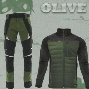 SET Olive - Pantaloni de lucru + pulover hybrid