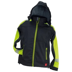 Urgent 8364 - Jacheta softshell, rezistenta la ploaie si vant, negru/galben