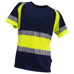 965 - Tricou bleumarin cu elemente de inalta vizibilitate si benzi reflectorizante