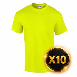 PACHET Gildan Safety Green, 100% bumbac - 10 buc
