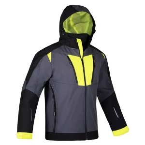 PCR Navigator - Jacheta de iarna Softshell cu gluga, gri/galben