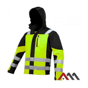 CLASSIC-VIS Yellow - Jacheta Softshell Reflectorizanta HI-VIS, rezistenta la ploaie si vant
