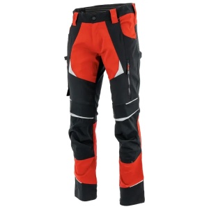 Sara Cottonflex - Pantaloni de lucru profesionali elastici din bumbac, rosu/negru