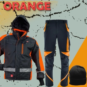 SET Orange - Geaca de iarna + pantaloni de lucru + sapca