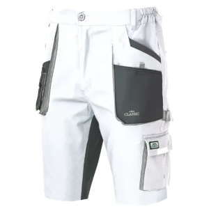 Classic White Stretch - Pantaloni de lucru scurti slim