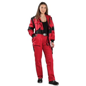 CXS Luxy Elena - Pantaloni de lucru dama, 100% bumbac, rosu/negru - OUTLET