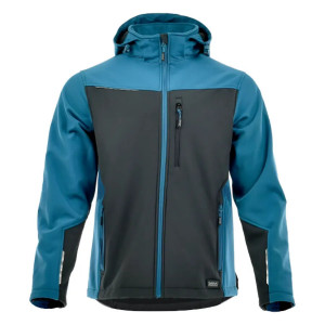 Petrol Blue - Jacheta softshell, rezistenta la vant, albastru petrol/negru