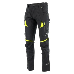 Sara Cottonflex - Pantaloni de lucru profesionali elastici din bumbac, negru/galben